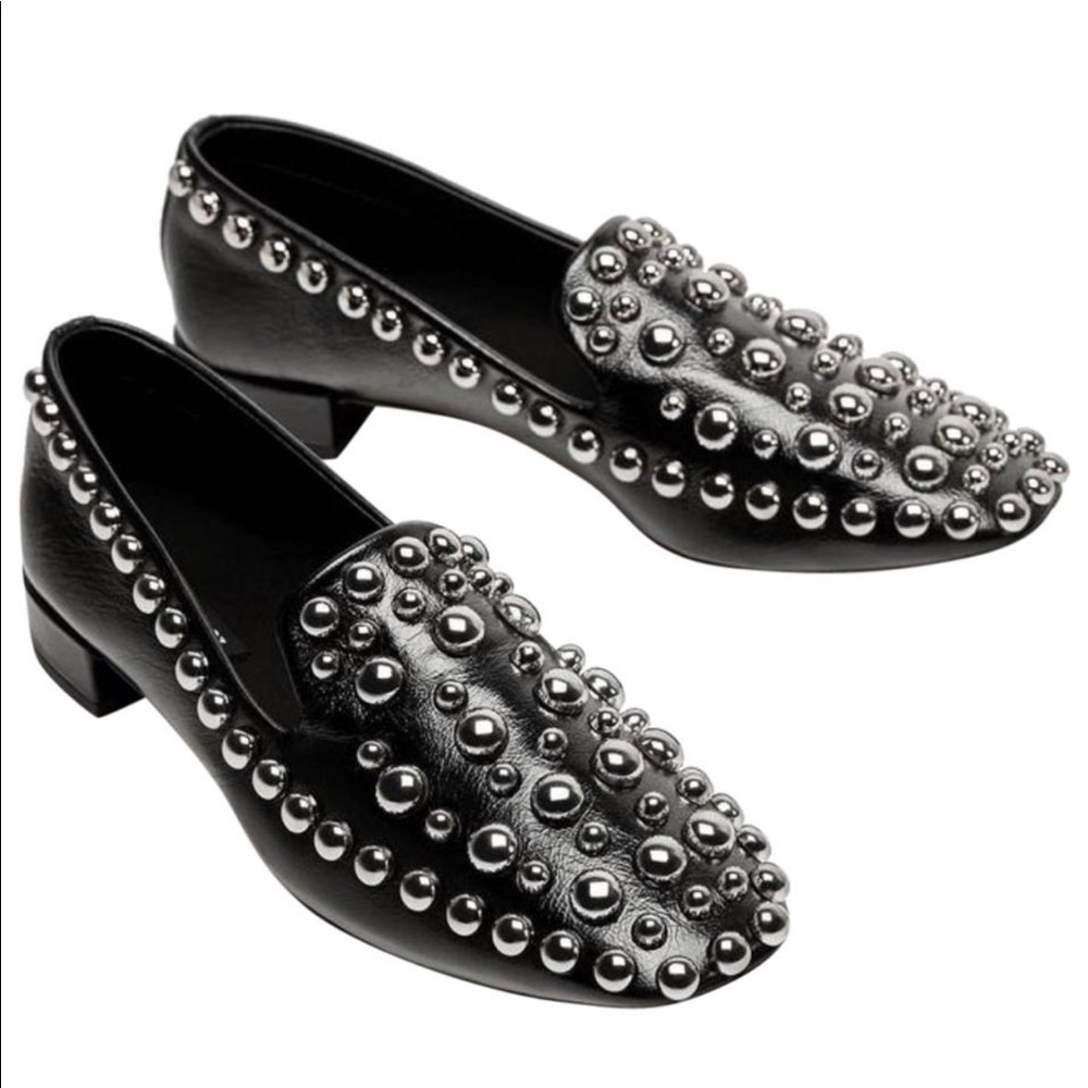 Zara Patent Leather Studded Loafers. Size: 41